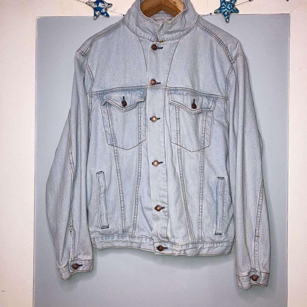 Lia Cher 100% Cotton Light Wash Denim Long Sleeve Jacket, Adjustable Unisex